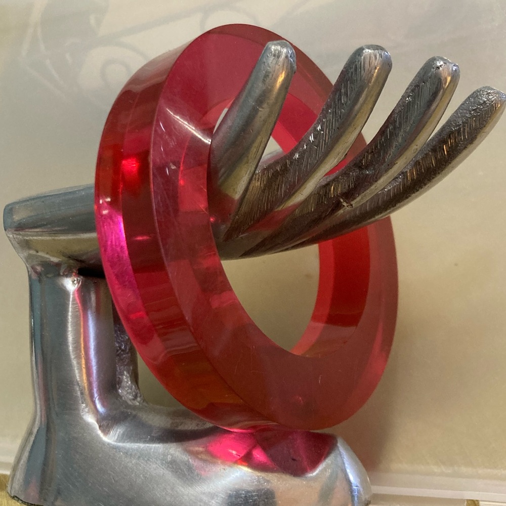 Vintage Rare Martha Sturdy Raspberry Pink Clear Resin bangle bracelet SMALL